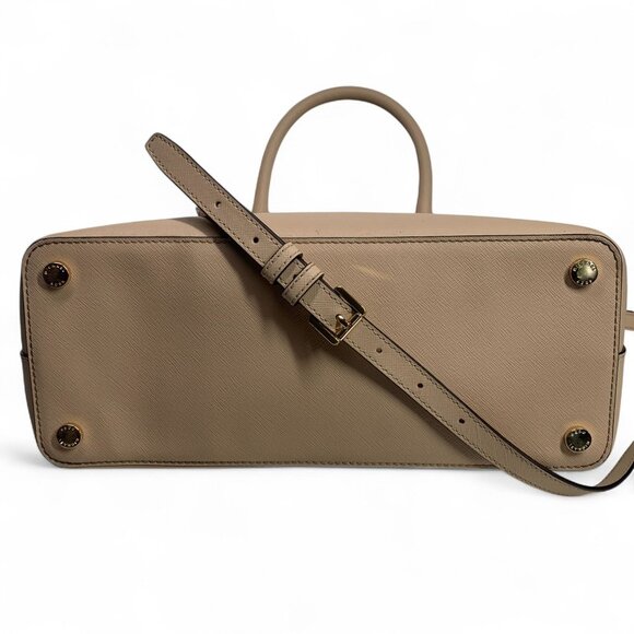 Michael Kors Cindy Large Dome Satchel Oyster Beige Leather Gold-Tone Hardware - Picture 6 of 8